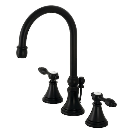 Kingston Brass KS2980TAL Tudor Widespread Bathroom Faucet W/ Brass Pop-Up, Matte Black KS2980TAL
